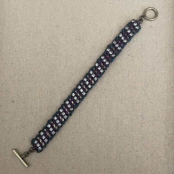 Crystal Studded Ribbon Chain Bracelet - Picture 4 of 6